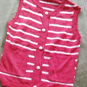 Red and White Striped Knit Vest
